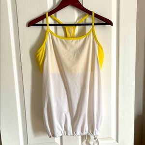 EUC Fabletics Yellow and White workout top with built in sports bra